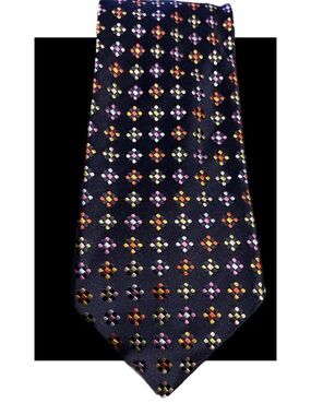 Altea Navy Silk Tie with Pink, Yellow and Orange Floral Motifs